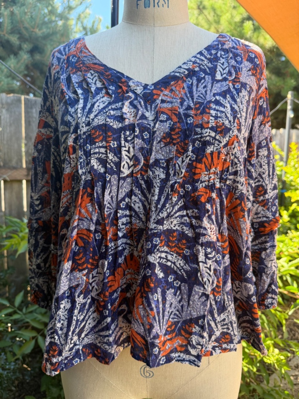 Cathy blue pleated blouse by Maeve